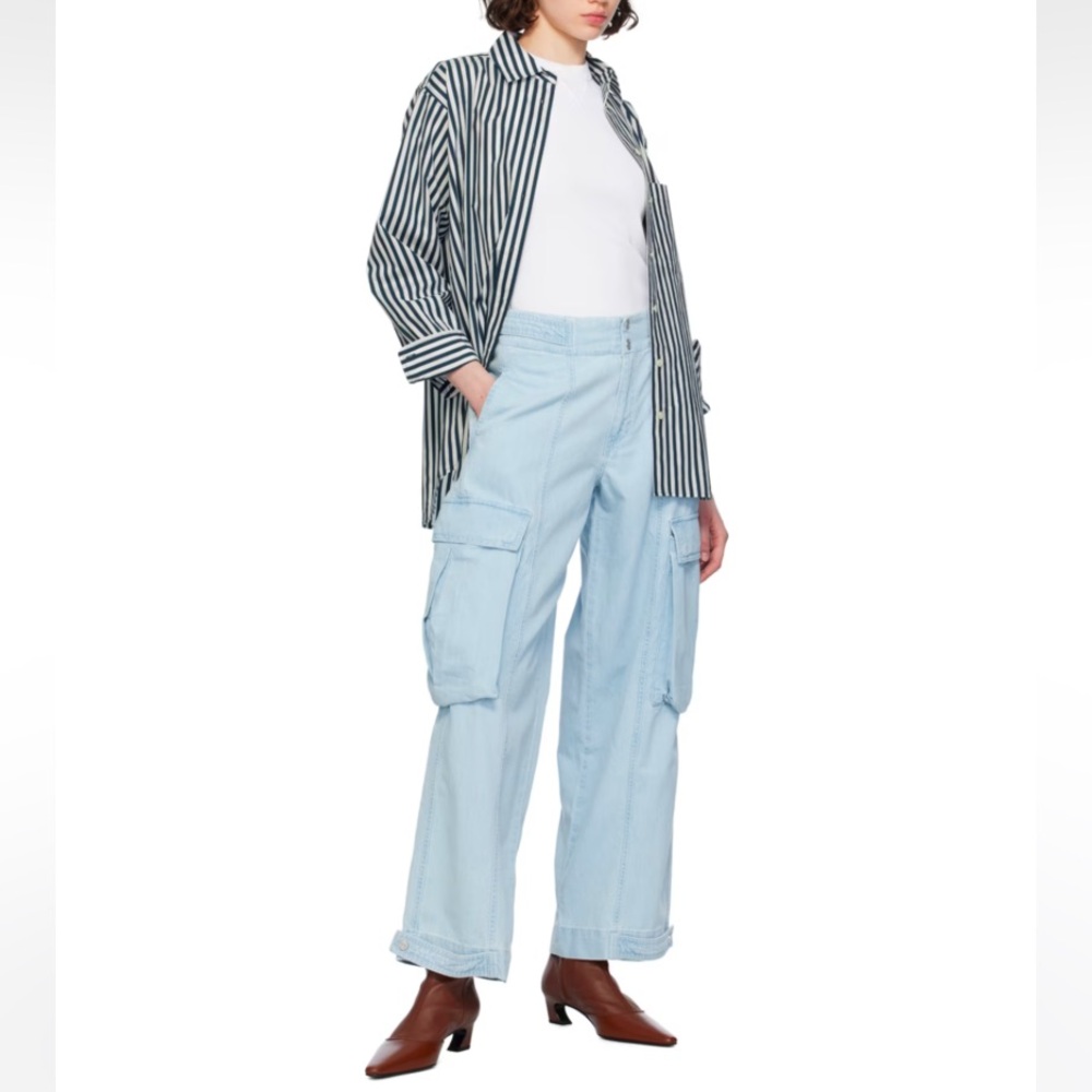 FRAME Blue Wide-Leg Cargo Jeans Size 25